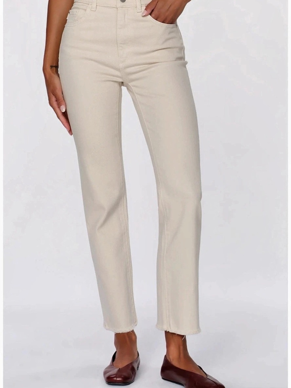 DL1961 Patti Straight Straight leg High Rise Vintage Jeans Ecru Waist 24